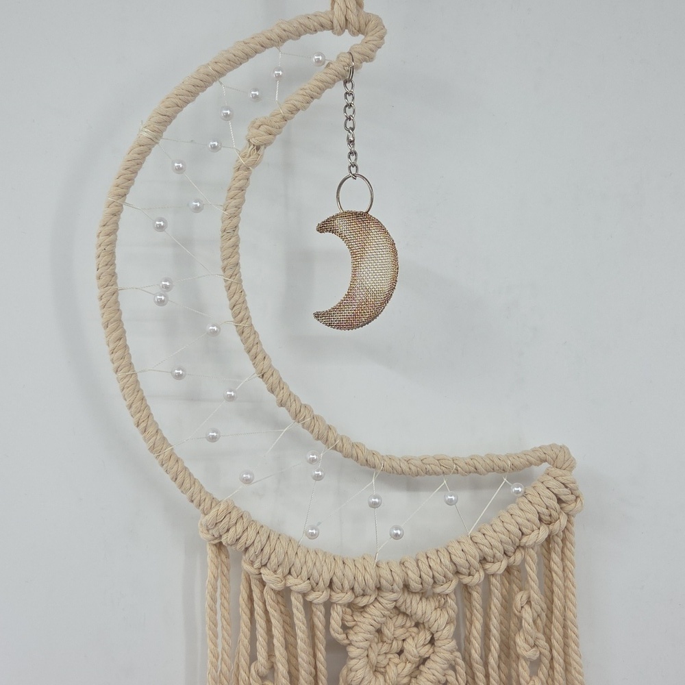Bohemian Macrame Moon And Star Wall Art With Lights (Minor Assembly Required) - Picture 15 of 16